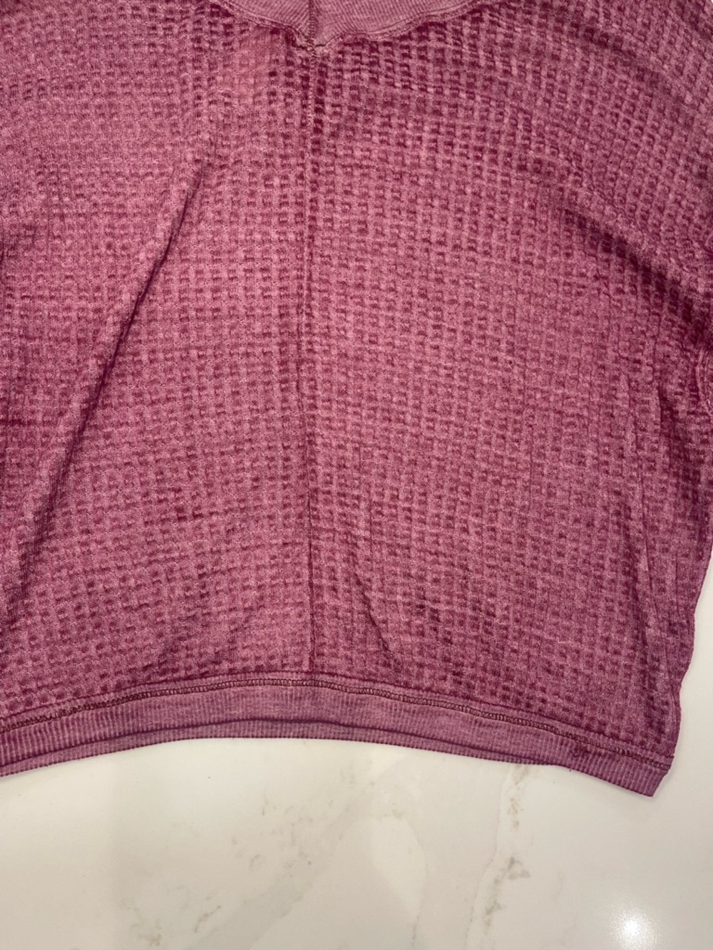 We The Free Women’s Waffle-Knit V-Neck Purple Top - Picture 15 of 16